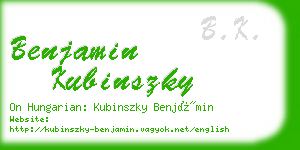 benjamin kubinszky business card